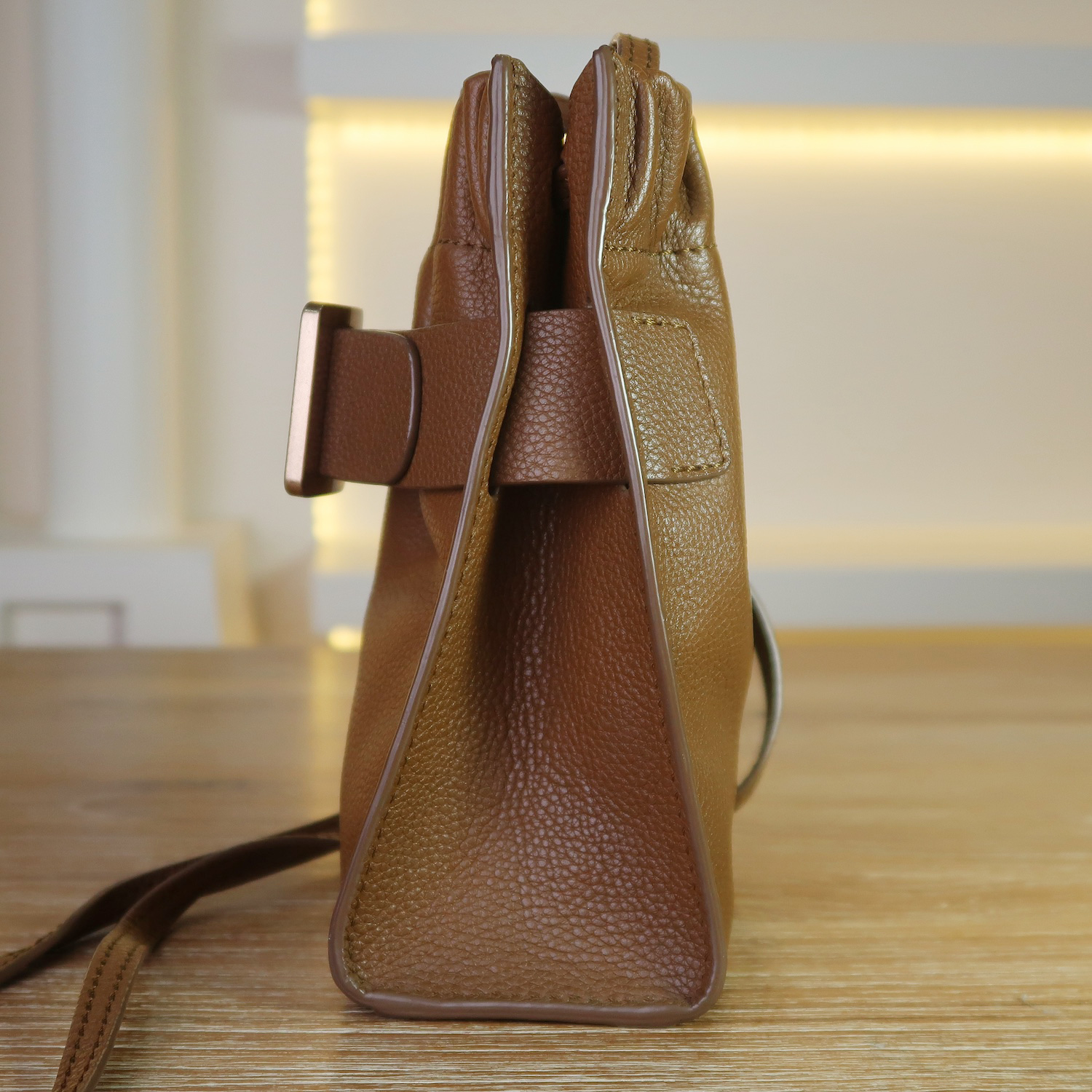 Boyy Brown GrainCalf Leather Soft Scrunchy Phone Bag