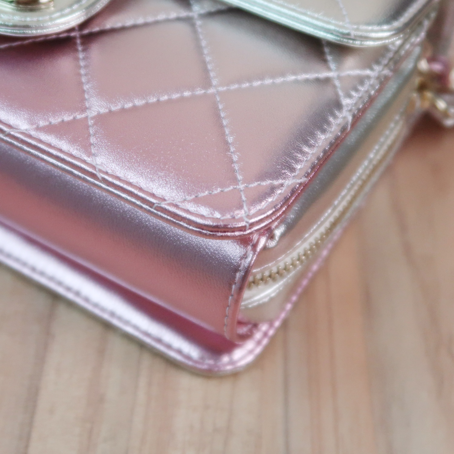 Chanel Rose Pink Metallic Lambskin Like A Wallet Flap GHW