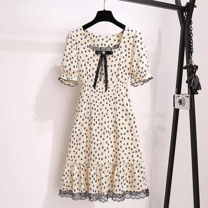 เดรสคนอ้วน เดรสสาวอวบ ชุดเดรสคนอ้วนวัยรุ่นแขนสั้น BY PLUS SIZE Girl