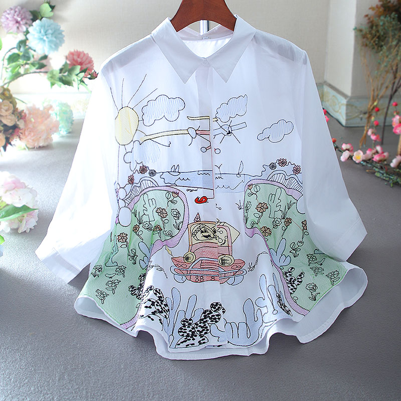 เสื้อลินิน เสื้อผ้าฝ้ายลินิน เสื้อเชิ้ตผ้าลินิน ปักลายสวยๆด้วยด้าย สไตล์VINTAGE