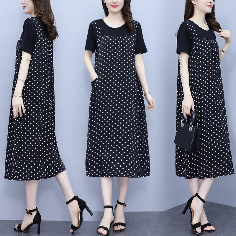 เดรสแขนสั้น มีไซส์ L-5XLอก 38-48 นิ้ว ใส่ได้ทั้งสาวหุ่นดีน่ารักจนถึงสาวอวบพลัสไซส์