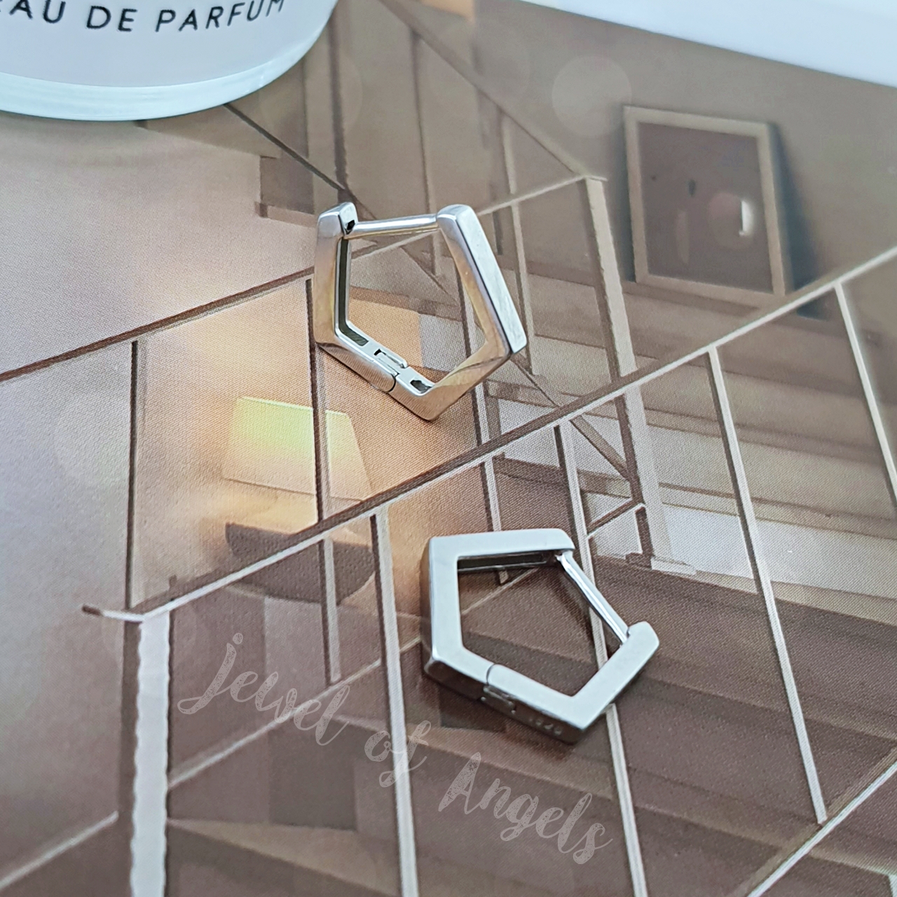 ต่างหูเงินแท้ S925 รุ่น Pentagon ต่างหูห่วงห้าเหลี่ยม มินิมอล สูง13.2mm เงินแท้ทั้งชิ้น Silver925 ต่างหูผู้ชาย ต่างหูผู้หญิง ตุ้มหูเงินแฟชั่น