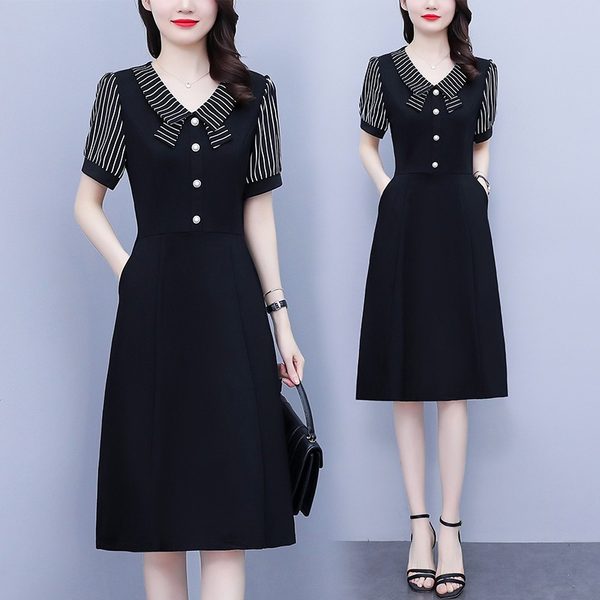 เดรสคนอ้วน เดรสสาวอวบ ชุดเดรสคนอ้วนวัยรุ่นแขนสั้น BY PLUS SIZE Girl