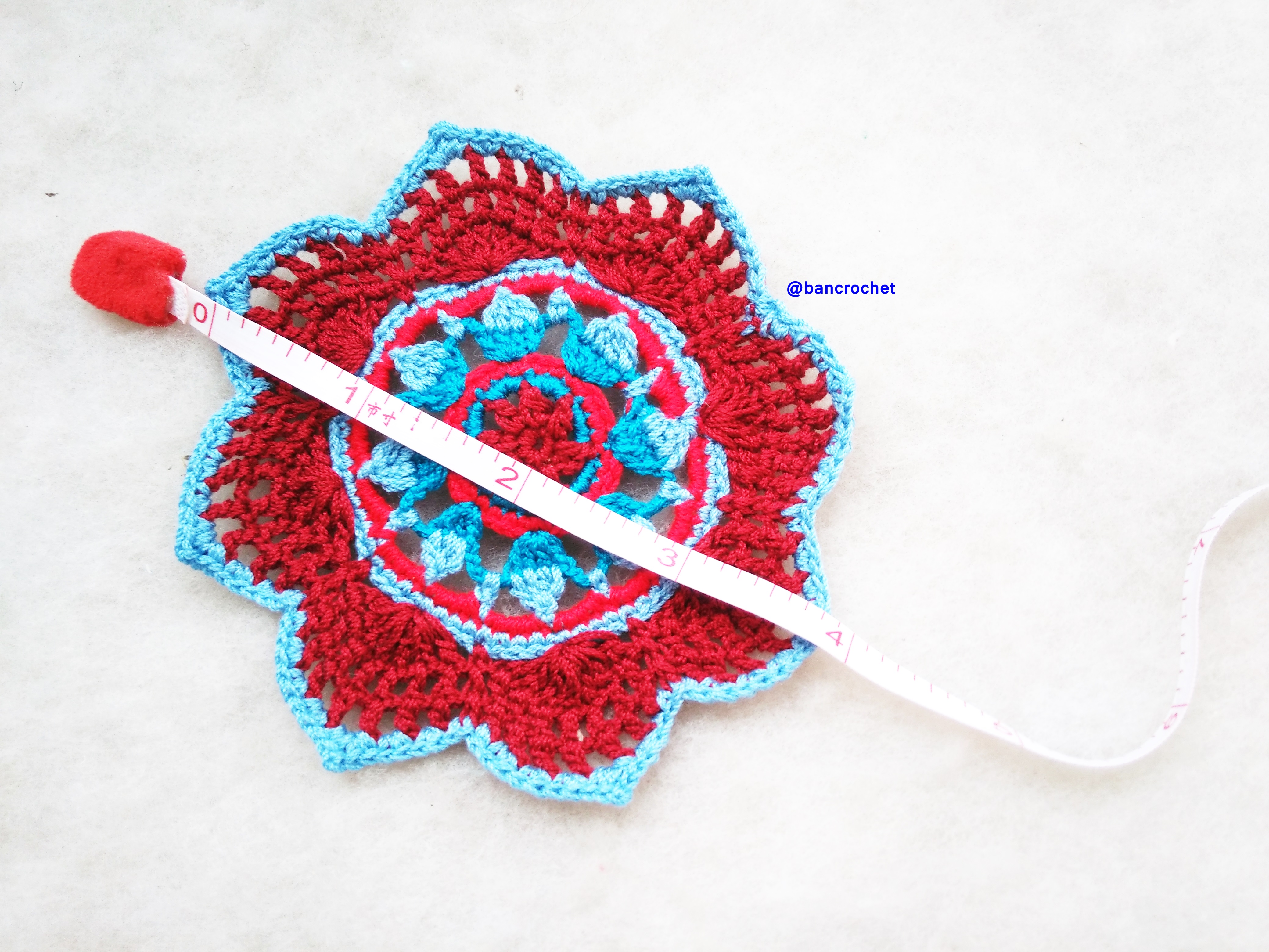 Bancrochet ที่รองแก้วถักโครเชต์ crochet coasters หลากสี 4 นิ้ว