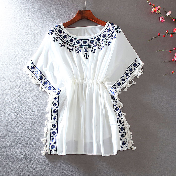 เสื้อลินิน เสื้อผ้าฝ้ายลินิน เสื้อเชิ้ตผ้าลินิน ปักลายสวยๆด้วยด้าย สไตล์VINTAGE BY Dreamroom