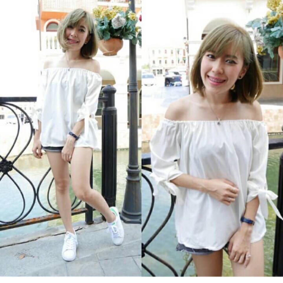 เสื้อแฟชั่น เสื้อเกาะอกโชว์ไหล่ เปิดไหล่