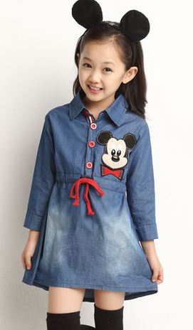 เดรส เด็กผู้หญิง น่ารัก เดรสเด็ก เดรสยีนส์ ใส่เที่ยว ลาย Micky mouse ชุดกระโปรงเด็กผู้หญิง ดีไซน์ สไตล์ เด็กญี่ปุ่น น่ารักมากค่ะ 433398