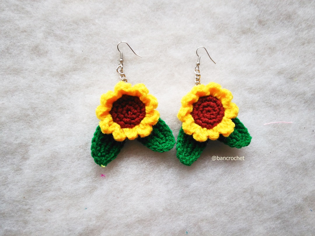 ต่างหูถักโครเชต์ crochet earrings หลากสี 5 นิ้ว