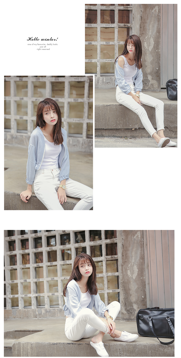 เสื้อคลุมทรงเก๋ๆ สีฟ้า จั๊มเอวและจั๊มแขน พร้อมส่ง same pic