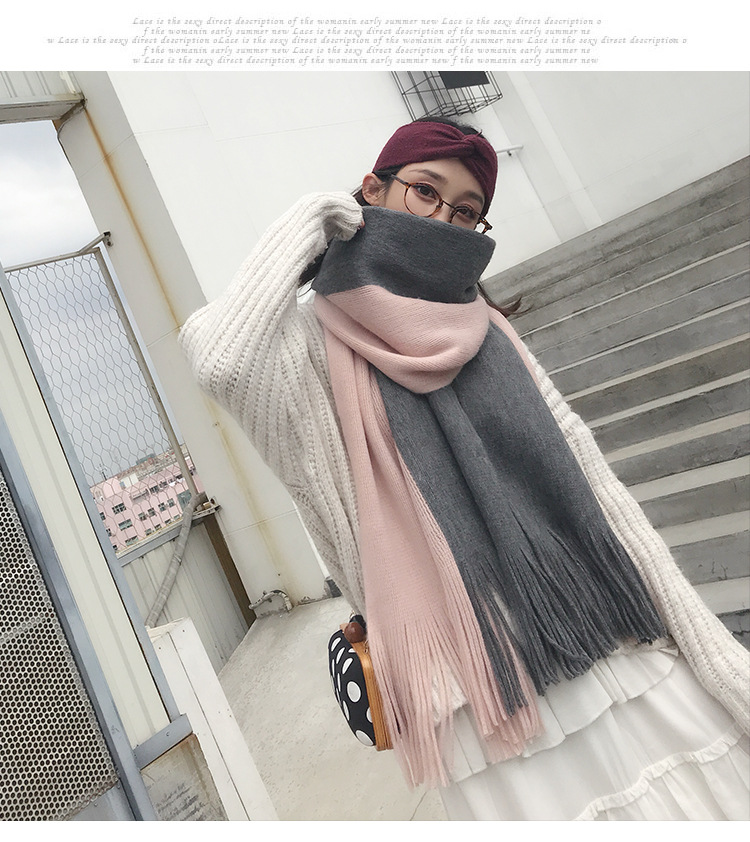 ผ้าพันคอไหมพรม ผืนใหญ่ สไตล์เกาหลี ผ้านุ่ม ใส่ได้ทั้งผู้ชายและผู้หญิง พร้อมส่ง same pic