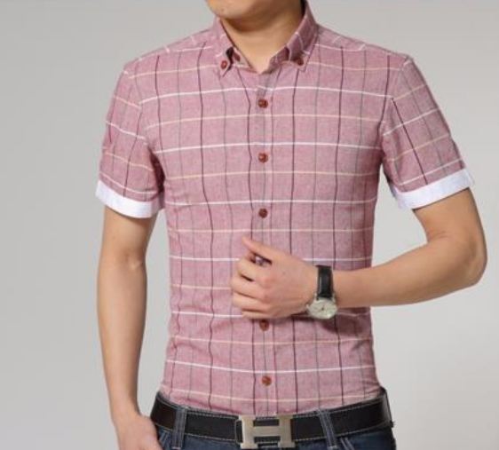 เสื้อเชิ้ตผู้ชาย ใส่ทำงาน เสื้อคอปกแขนสั้น ลายสก๊อต ลายตาราง สี่เหลี่ยม แบบสวย พับแขน อีกสี เสื้อผู้ชาย แบบติดกระดุม ดีไซน์ สวย เข้ารูป 212890