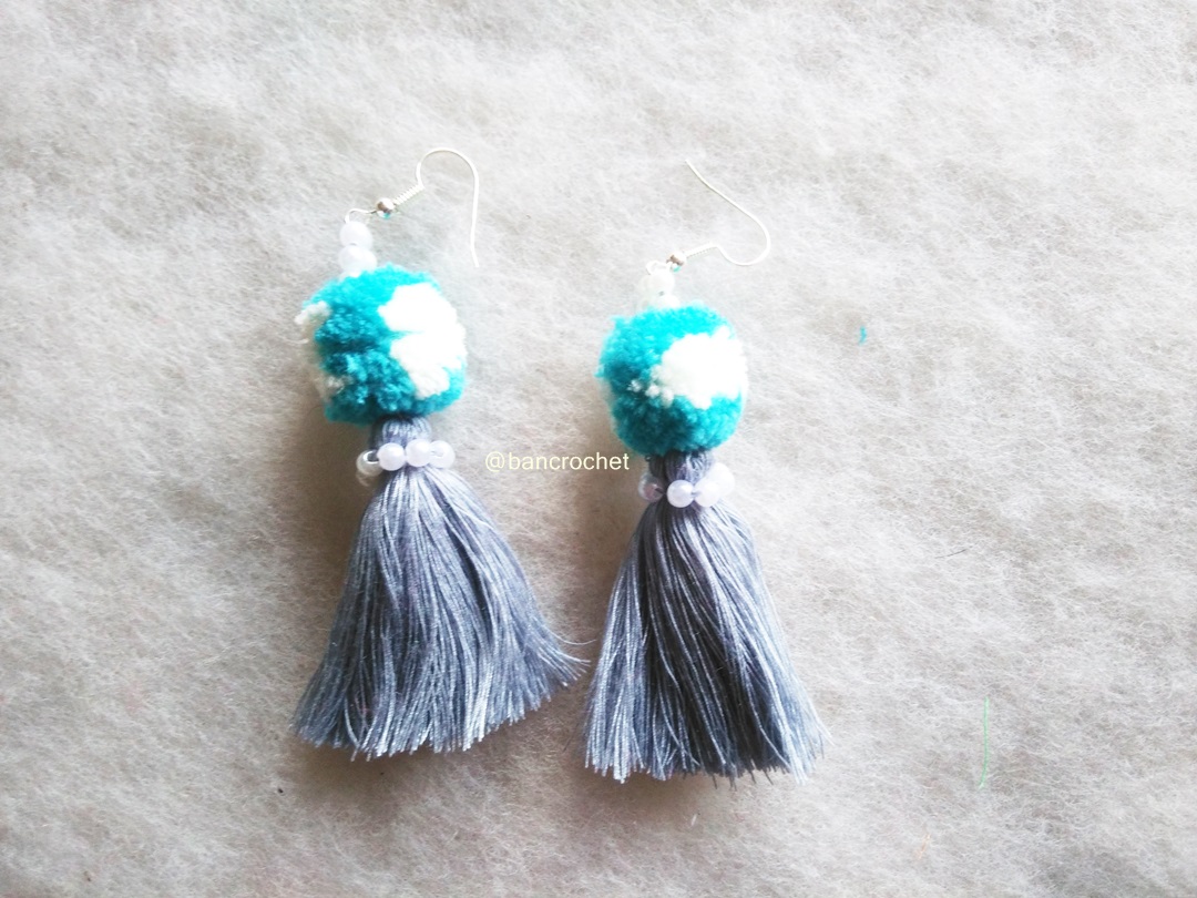 ต่างหูถักโครเชต์ crochet earrings หลากสี 4 นิ้ว