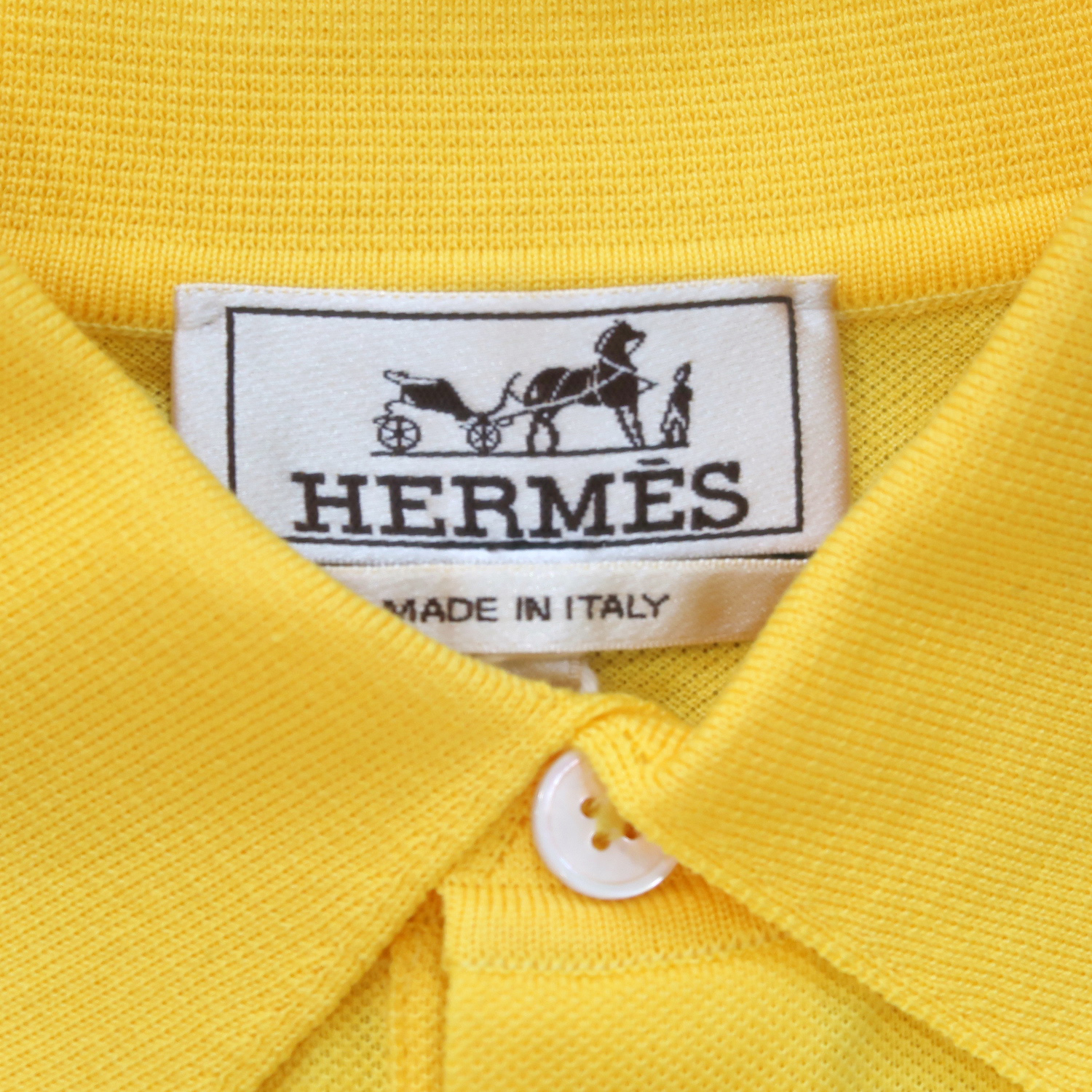 Hermes Jaune Vif Cotton Polo Shirts Size M