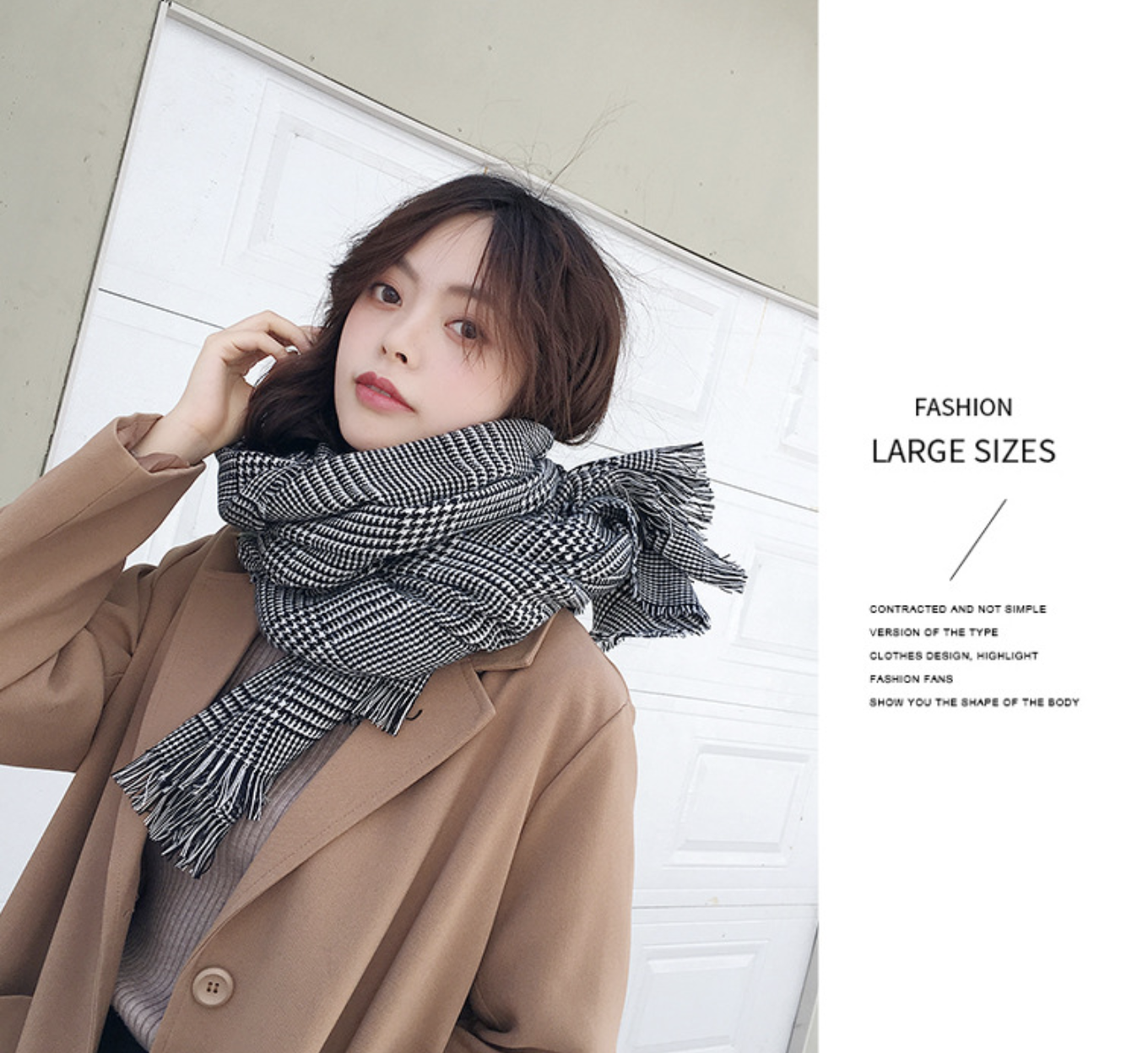 ผ้าพันคอกันหนาว ลายสก๊อต ผืนใหญ่ เนื้อนุ่ม สไตล์เกาหลี พร้อมส่ง same pic