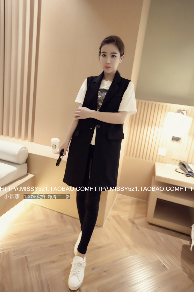 เสื้อคลุมแฟชั่นแขนกุด ตัวยาว เกาหลีมากๆ เรียกได้ว่างานดีแบบเก๋จ้า พร้อมส่งเลยน๊าา ดำ