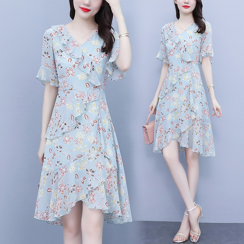 เดรสแขนสั้น มีไซส์ L-5XLอก 38-48 นิ้ว ใส่ได้ทั้งสาวหุ่นดีน่ารักจนถึงสาวอวบพลัสไซส์