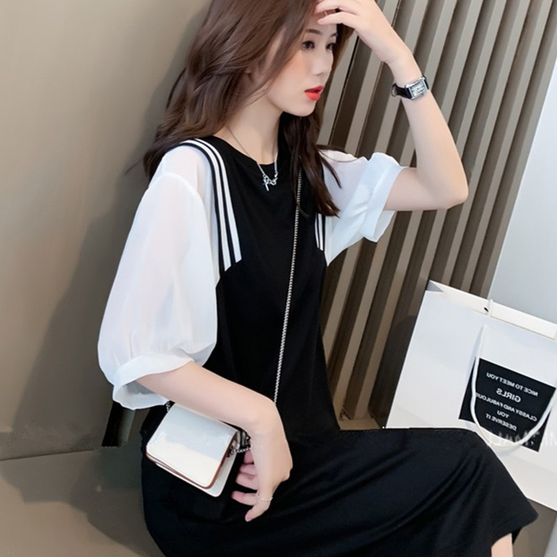 เดรสแขนสั้นมีไซส์ L-4XLอก 38-47 นิ้ว