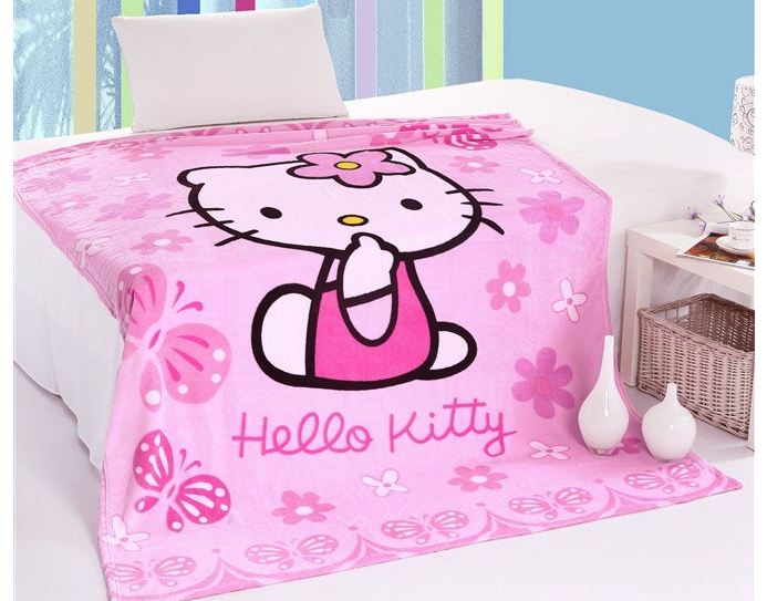 ผ้าห่มกำมะหยี่ เนื้อนุ่ม Hello Kitty สีชมพู