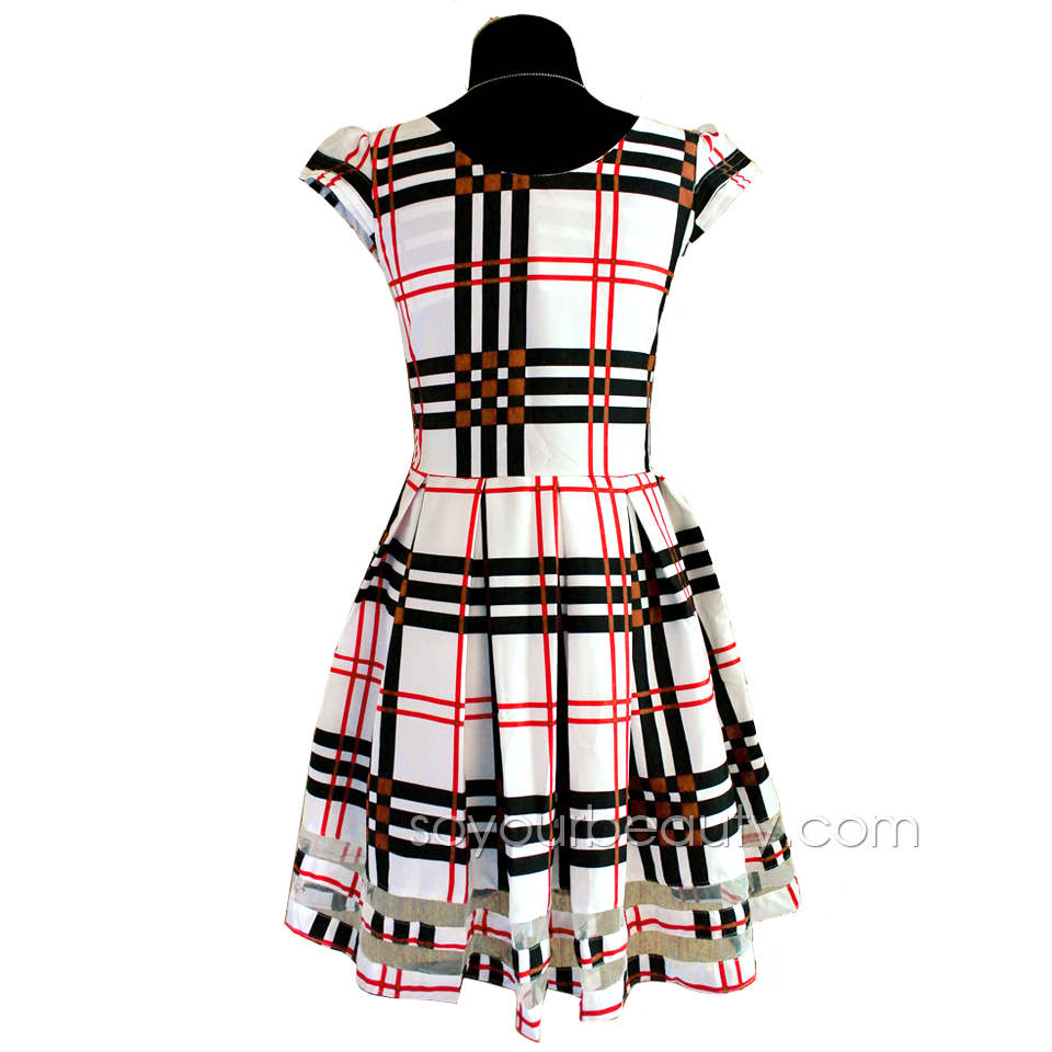 ชุดเดรสสั้นลายสก๊อตมีเข้มขัดเข้าชุด