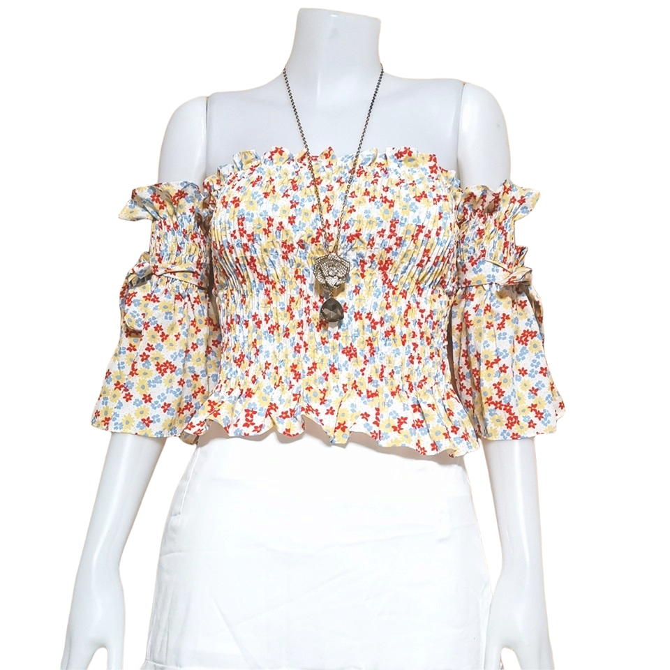 Blouse3892 รวมแบบเสื้อแฟชั่นวัยรุ่น เสื้อครอป เสื้อปาดไหล่ เสื้อสม็อค เสื้อรูดหน้า ผ้าไหมอิตาลี ผ้าชีฟอง งานแฟชั่นประตูน้ำ