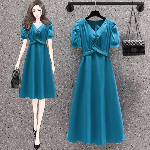 เดรสคนอ้วน เดรสสาวอวบ ชุดเดรสคนอ้วนวัยรุ่นแขนสั้น BY PLUS SIZE Girl