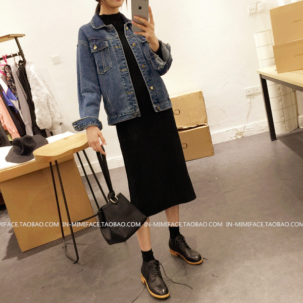 เดรสแขนยาวผ้าร่อง ใส่ตัวเดียวก็เก็ ใส่คลุมก็แนว พร้อมส่งจ้า