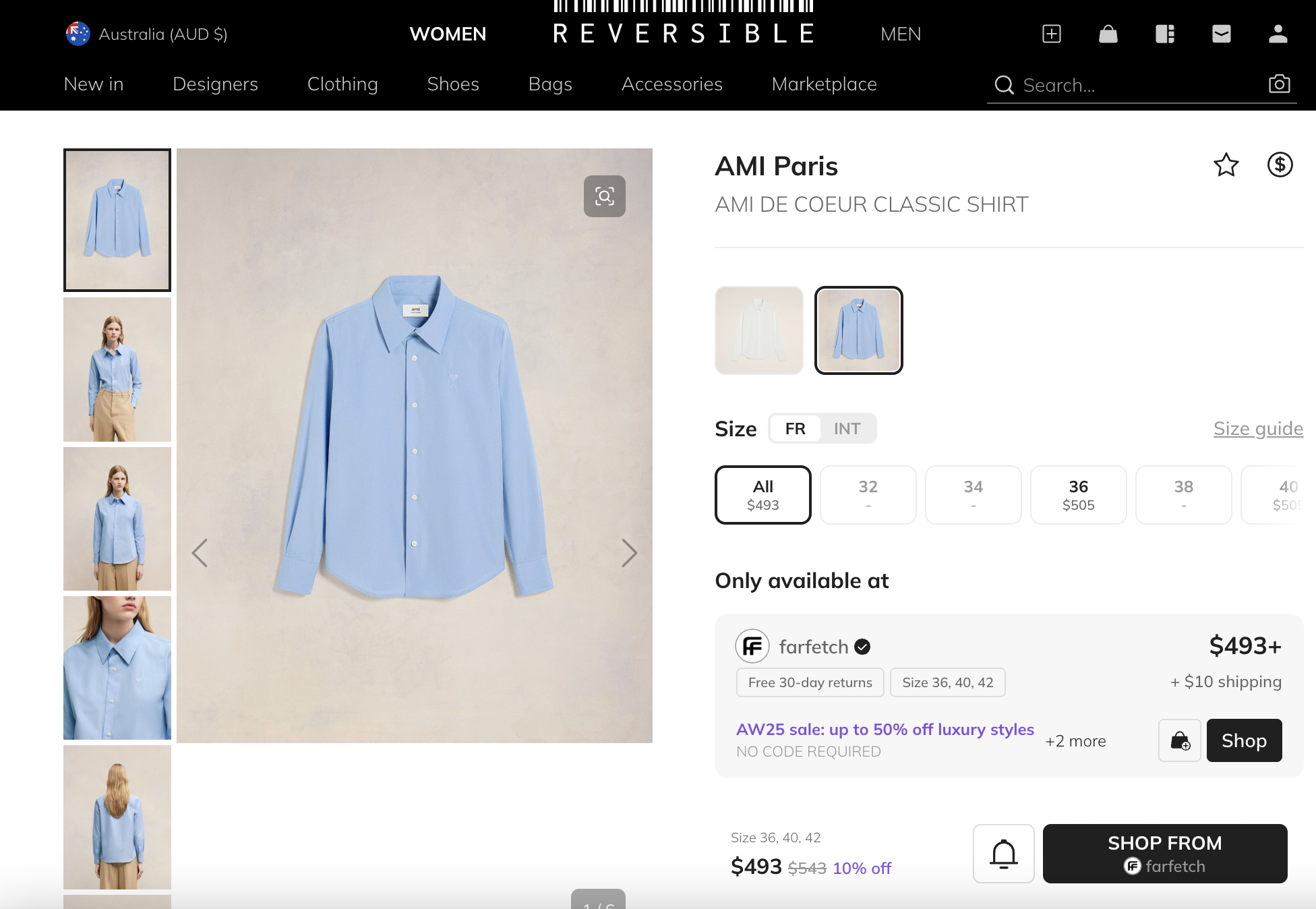 Ami Blue Cotton Ami De Coeur Long Sleeve Shirts