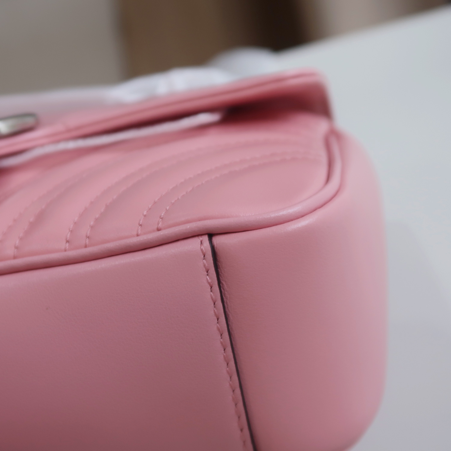 Gucci Pink Calfskin GG Marmont Mini Flap 22 SHW