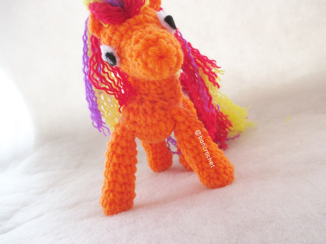 ม้าโพนี่ถัก pony amigurumi crochet ส้ม 4 นิ้ว