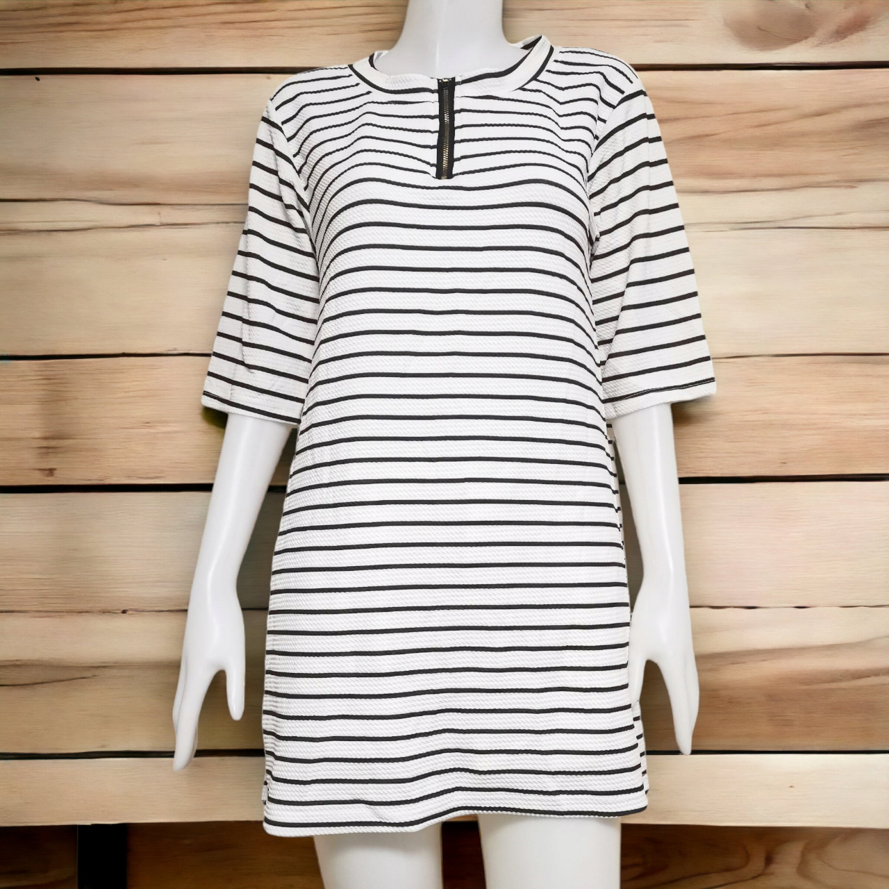 Blouse4020 เสื้อแฟชั่นไซส์ใหญ่แขนสามส่วน คอแต่งซิป ผ้าวูลเวฟ(ผ้าหนังไก่)เนื้อดีหนานิ่มมีน้ำหนักยืดหยุ่นสูงใส่สบาย มี 3 สี เลือดหมู, ขาวครีม, กรม