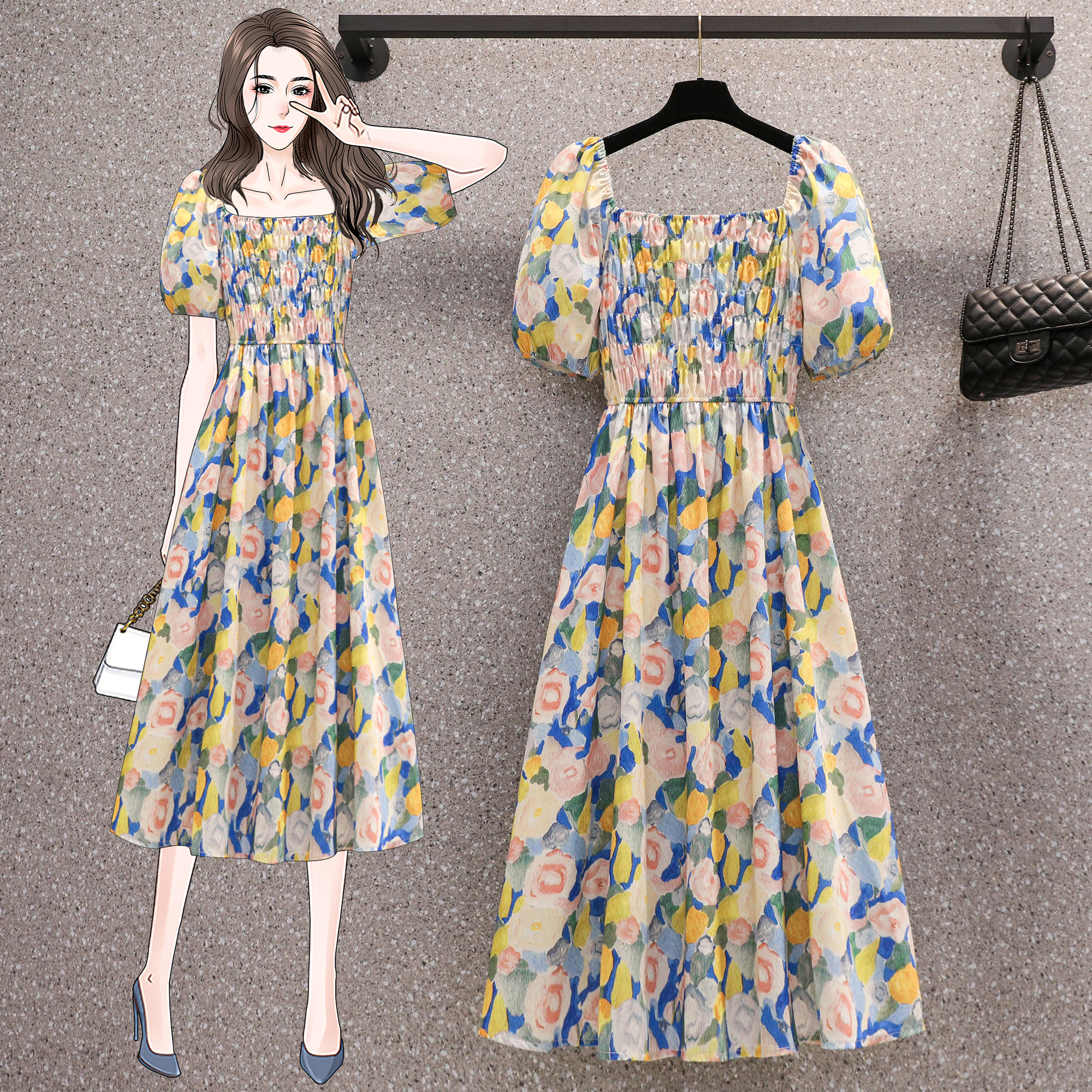 เดรสแขนสั้น มีไซส์ L-4XLอก 38-47 นิ้ว ใส่ได้ทั้งสาวหุ่นดีน่ารักจนถึงสาวอวบพลัสไซส์ จัดส่งฟรี! ทักแชทสั่งซื้อ