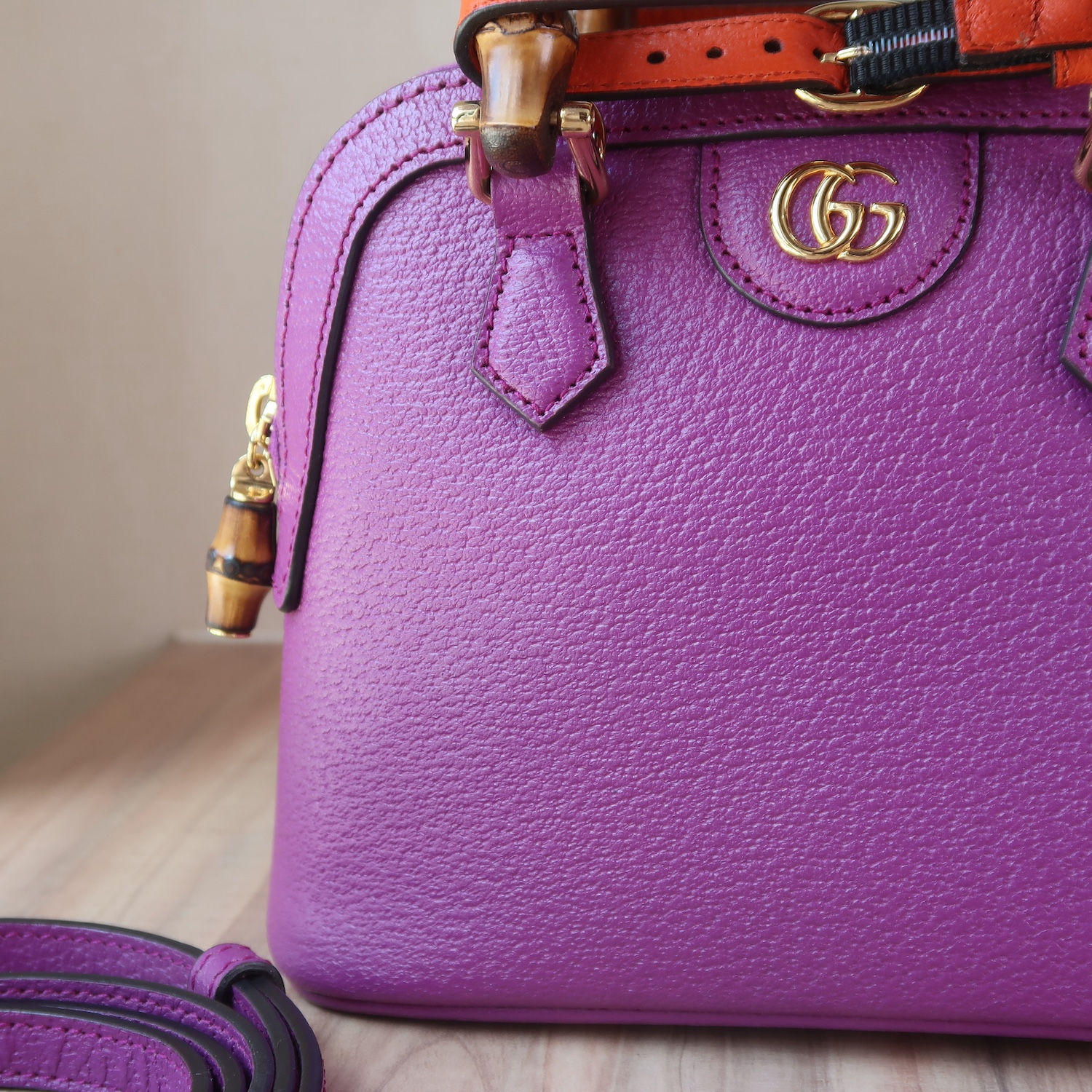 Gucci Purple Calfskin Diana Bamboo Top Handle Mini Dome Tote