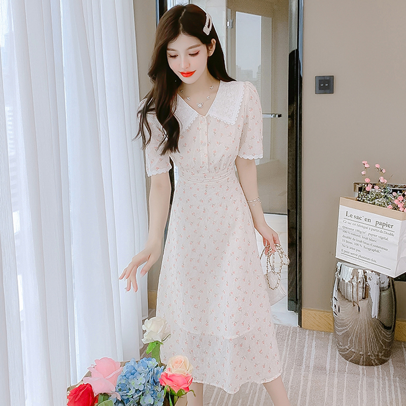 เดรสลูกไม้ เดรสชีฟองสวยๆ แขนสั้น By Meiyi women's clothing