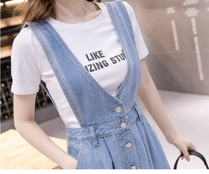 เดรสยีนส์ เดรส กระโปรงยาว แบบชุดเอี้ยม ใส่เที่ยว แบบวัยรุ่น น่ารัก ๆ เดรสยีนส์ ใส่เที่ยว 495280