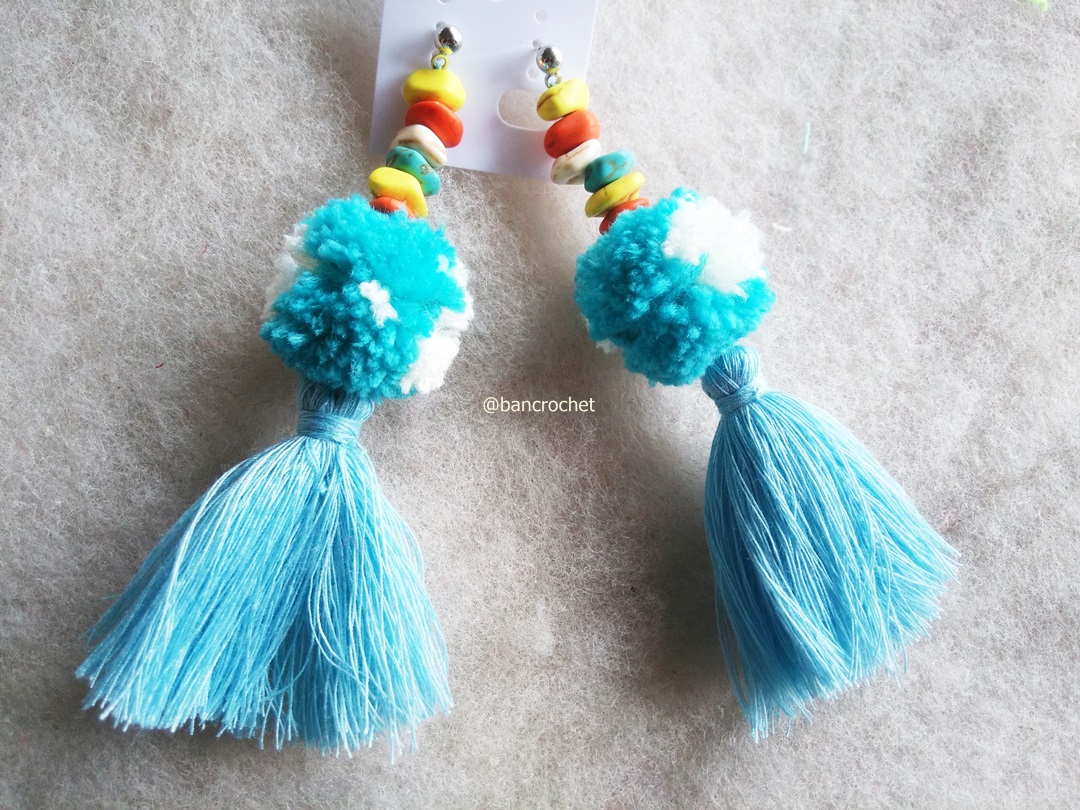 ต่างหูถักโครเชต์ crochet earrings หลากสี 4-6 นิ้ว