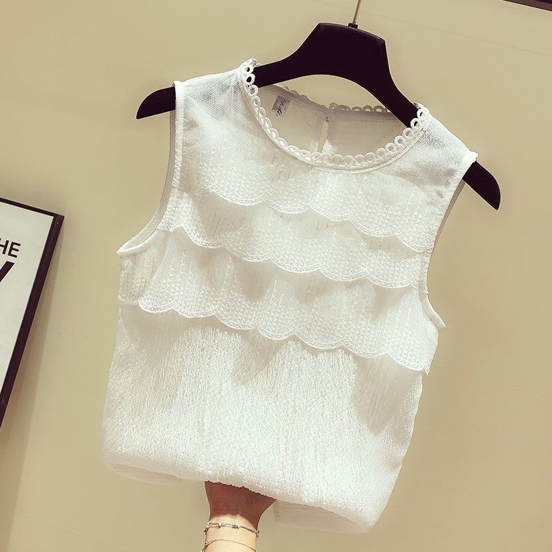 Blouse3738 เสื้อชีฟองอกแต่งลูกไม้ ผ้าชีฟองเนื้อดีหนา งานสวยแมทช์ง่าย แมทช์กับกระโปรงหรือกางเกงก็น่ารักไม่แพ้กันจ้า มี 2 สี ขาว, ชมพูอมม่วง
