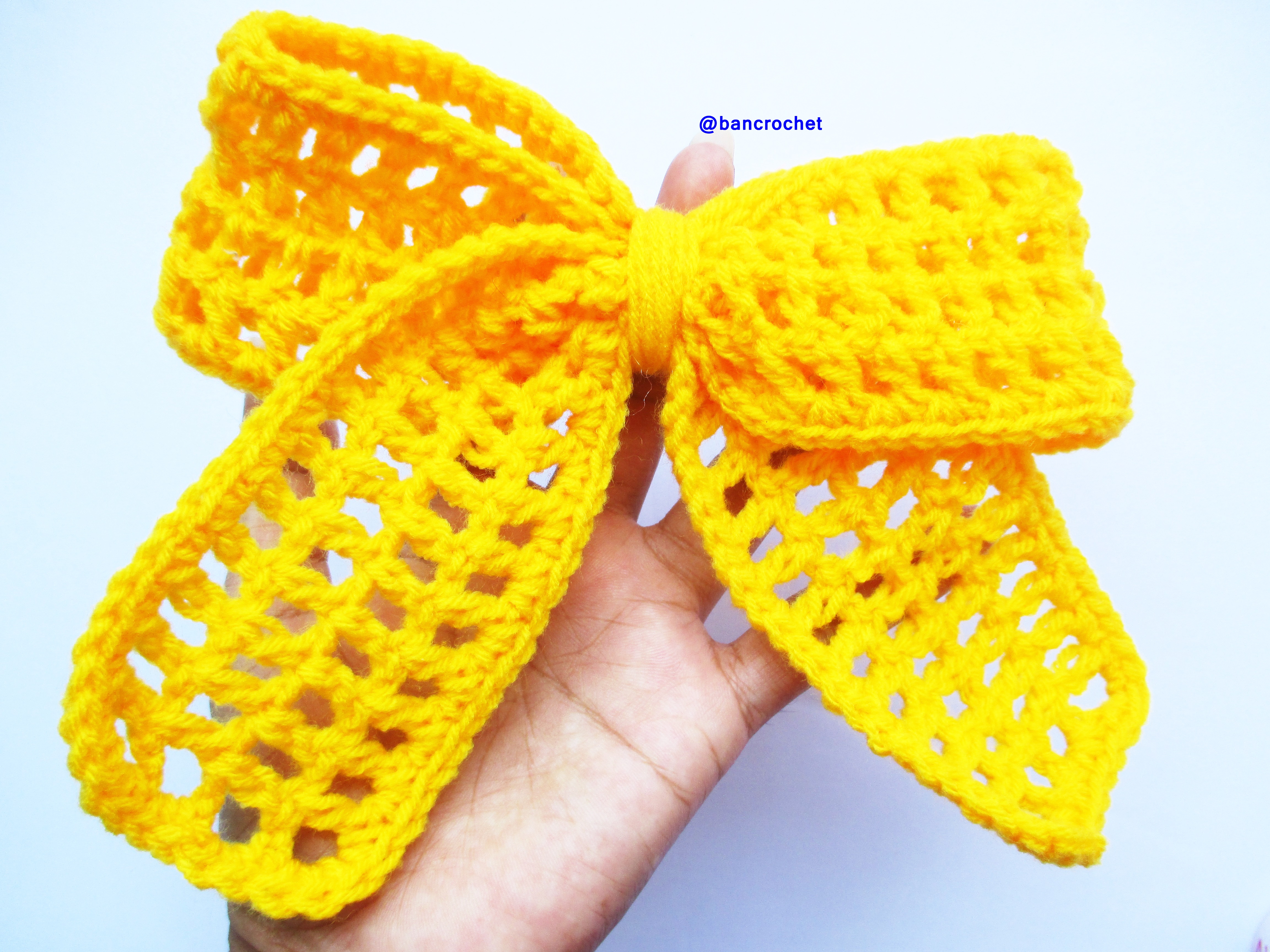 Bancrochet โบว์ถักโครเชต์ Crochet Bow หลากสี 3x5 นิ้ว