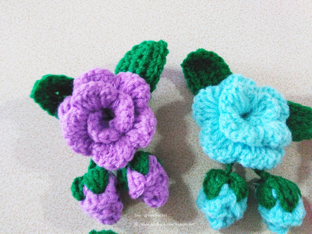 ดอกไม้ถัก สำหรับทำพวงกุญแจ ยางรัดผม หรือเข็มกลัด