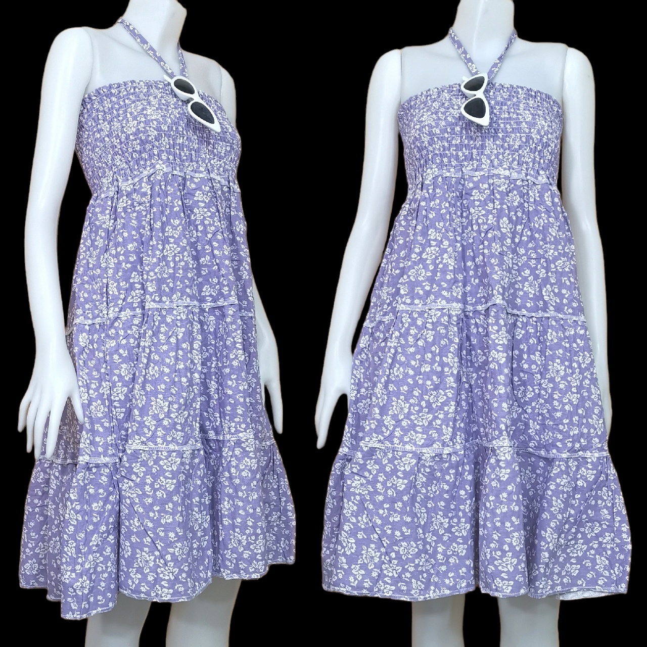 Dress4748 เดรสยาวสม็อครอบอก ใส่เป็นกระโปรงได้ มีสายผูกคอ ผ้าคอตตอนยีนส์, ผ้าสกินนี่เนื้อดี งานสวยคลาสสิคดูดีดูน่ารักทรงนี้มีติดตู้ไว้ใส่ได้เรื่อยๆ