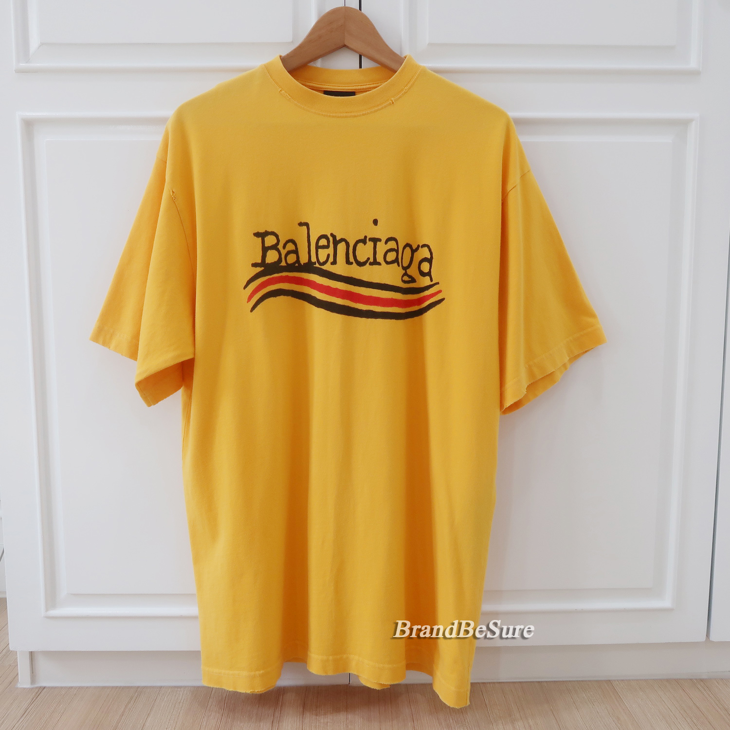 Balenciaga Yellow Wave Logo T Shirt