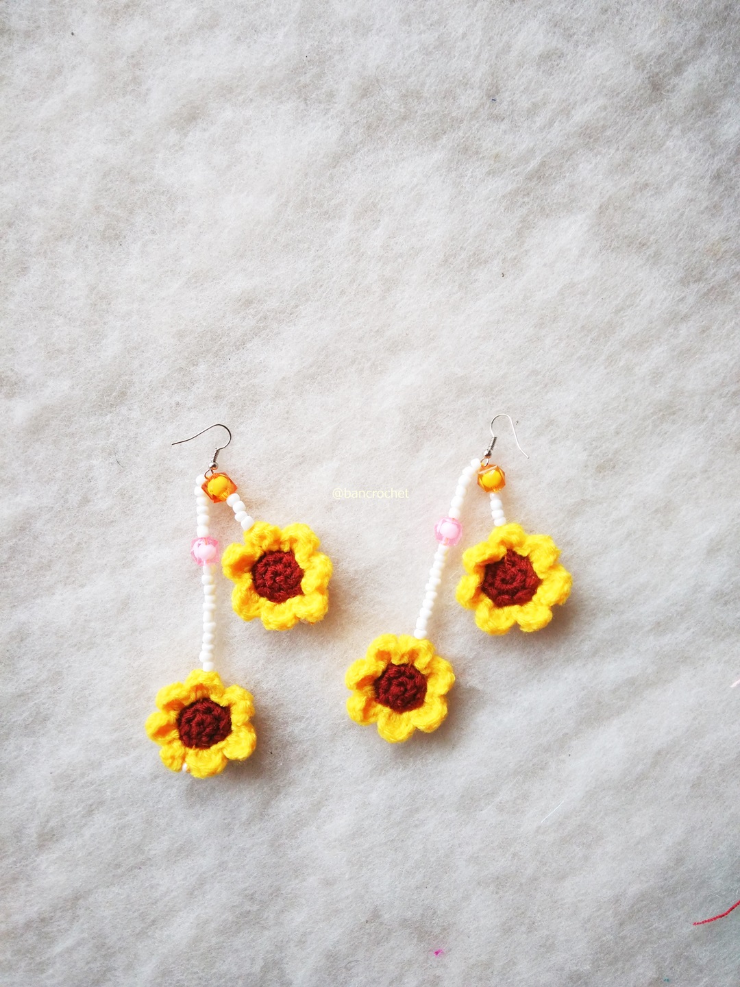 ต่างหูถักโครเชต์ crochet earrings หลากสี 5 นิ้ว