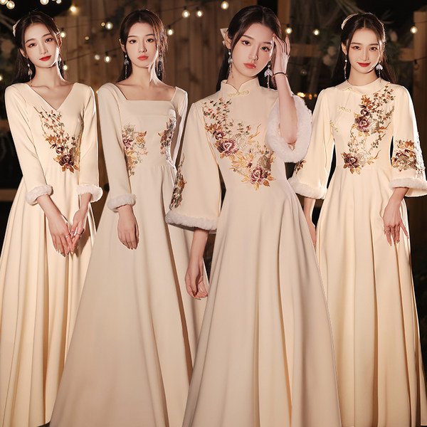 ชุดเพื่อนเจ้าสาวสีครีม ชุดเพื่อนเจ้าสาว ชุดไปงานแต่งงาน