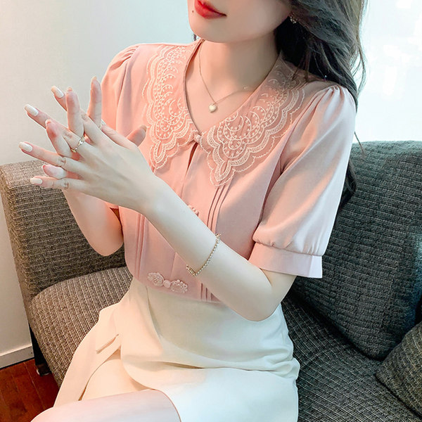 เสื้อลูกไม้ แขนสั้น