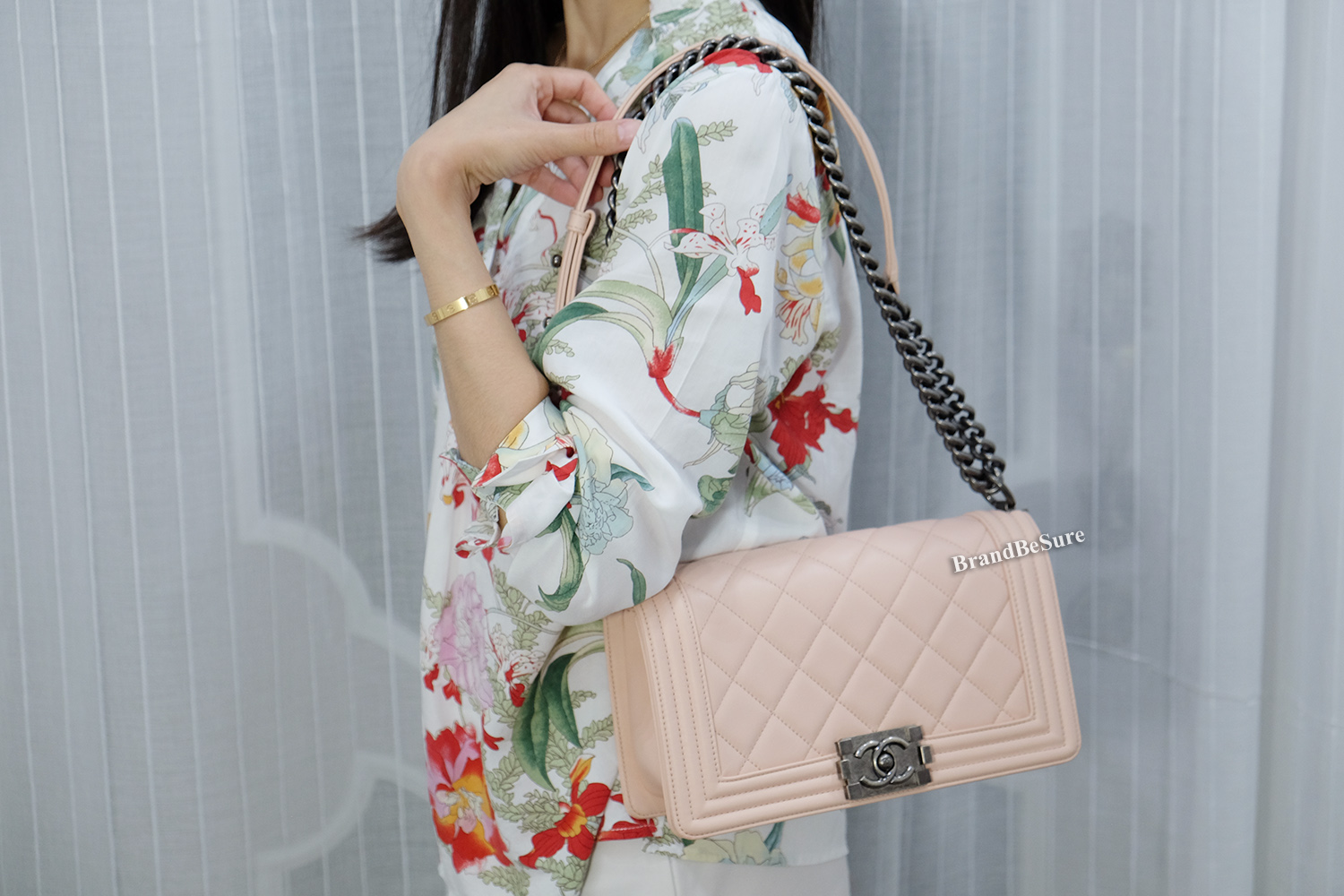 Chanel Nude Calf Leather Medium Boy 10" RHW