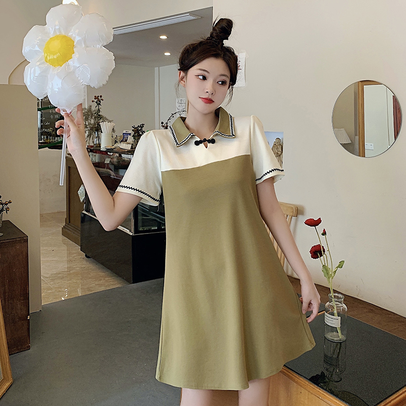 เดรสแขนสั้น มีไซส์ L-4XLอก 38-47 นิ้ว ใส่ได้ทั้งสาวหุ่นดีน่ารักจนถึงสาวอวบพลัสไซส์