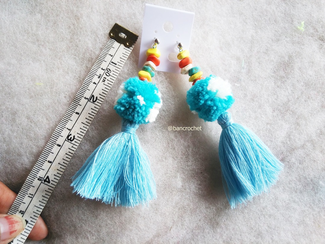 ต่างหูถักโครเชต์ crochet earrings หลากสี 4-6 นิ้ว