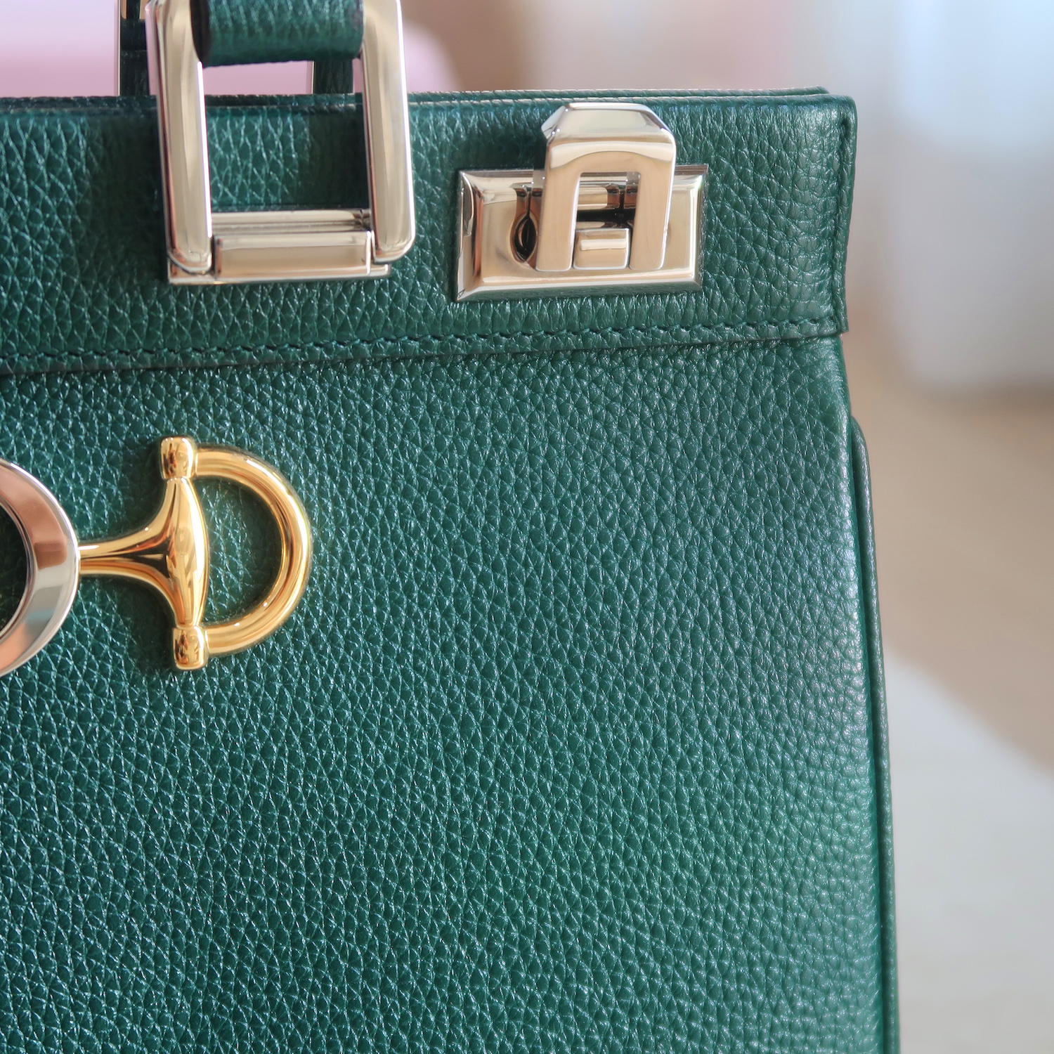 Gucci Green Grain Calfskin Zumi Top Handle Bag
