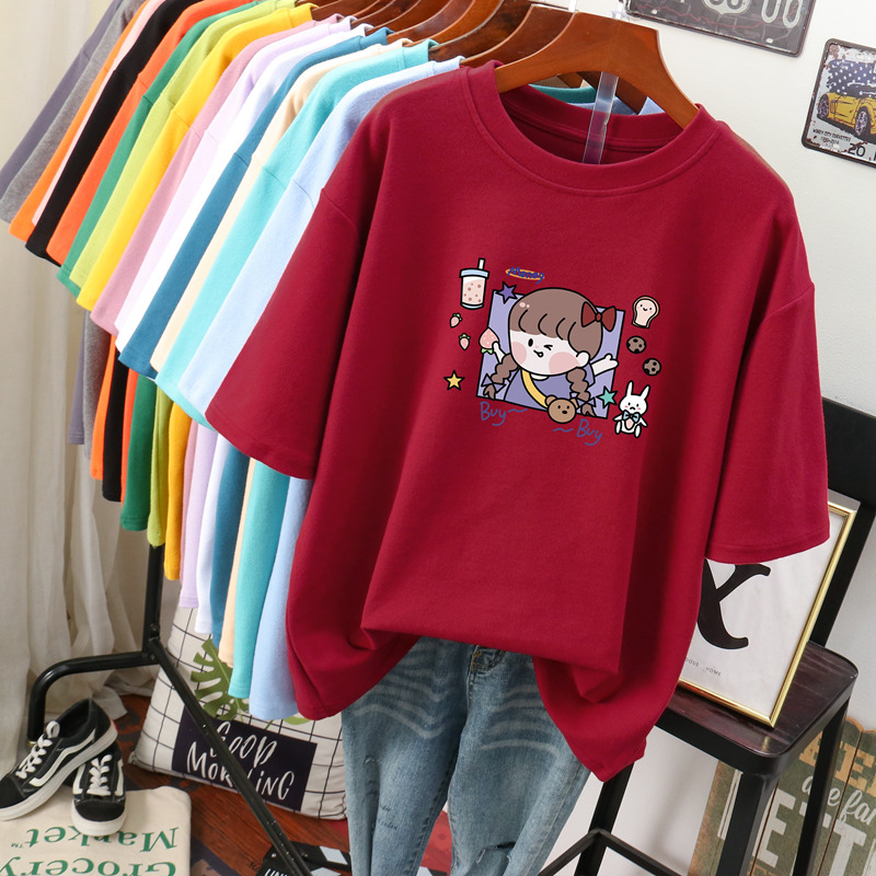 เสื้อยืดคอตตอน สกรีนลายน่ารัก มีหลากหลายสี ส่งฟรีทั่วไทย BY JIMIAO