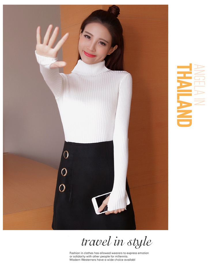 สีขาว : เสื้อสเวตเตอร์ ไหมพรมคอเต่าพับได้ ผ้าร่อง ยืดได้เยอะ หุ้มถึงมือ พร้อมส่ง
