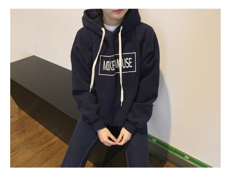 เสื้อกันหนาวฮู้ดดี้ Mickey Mouse มิกกี้เมาส์ สีกรมท่า แฟชั่นเกาหลี น่ารักมากจ้า พร้อมส่ง กรมท่า